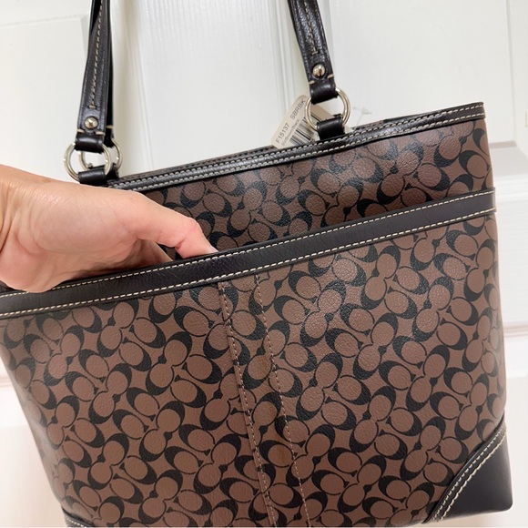 Coach Chelsea Heritage Stripe Signature Coated Canvas Leather Tote Vintage NWT - Picture 12 of 15